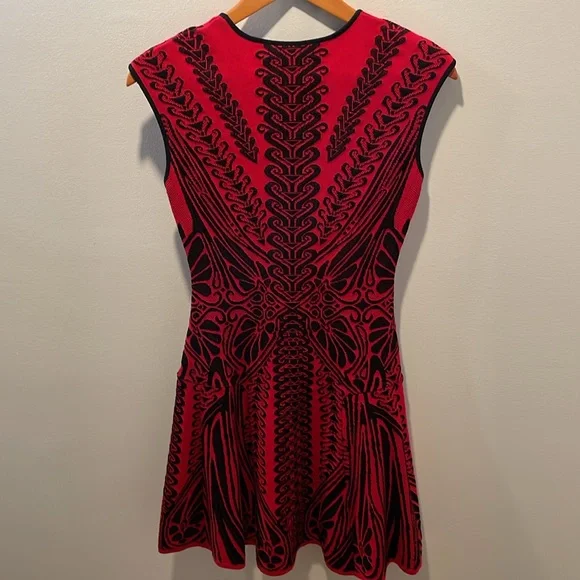 RVN Red and Black Abstract Fit and Flare Dress, Size Small - Picture 8 of 15